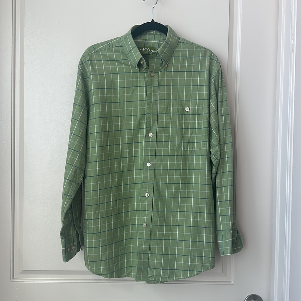 ORVIS men’s flannel. Size medium. Missing 1 button, spare button available